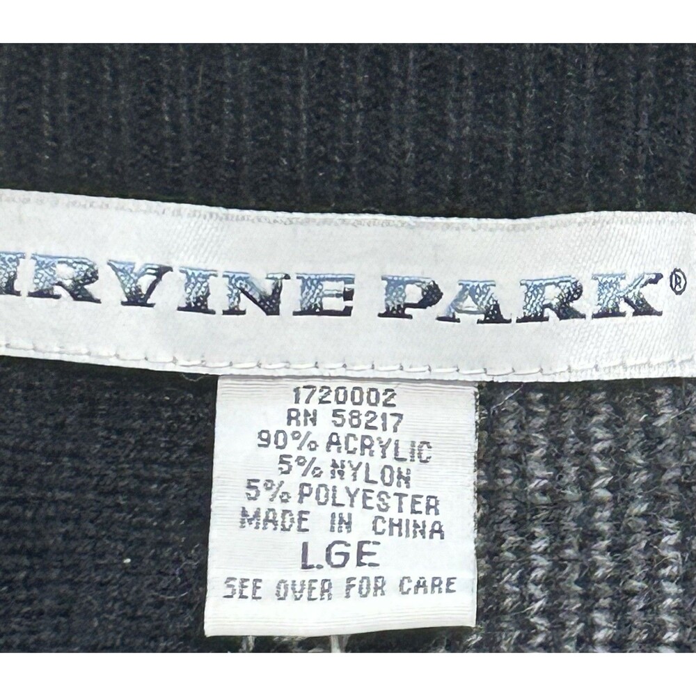 Vintage Irvine Park Cardigan Sweater 3D Textured Stripe Black Gray Large Mens - Picture 5 of 9